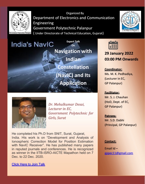 Expert Lecture on "Navigation with Indian Constellation (NavIC) and Its Application"